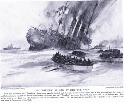 德累斯顿于1915年3月被她自己的船员击沉 作者 查尔斯·爱德华·迪克森