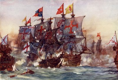 1591年在亚速尔群岛的弗洛雷斯附近复仇的最后一战 作者 查尔斯·爱德华·迪克森