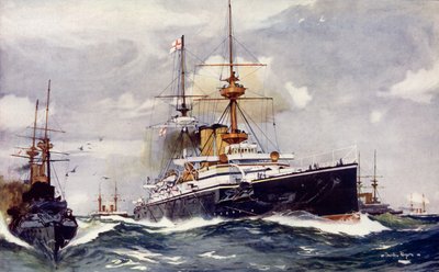 雄伟壮观。 1901年海峡中队的旗舰 作者 查尔斯·爱德华·迪克森