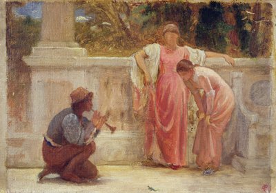 绿蜥蜴，1902年（船上的铅笔和油） 作者 查尔斯·爱德华·佩鲁吉尼