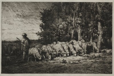 1880年，森林边缘的牛群。 作者 查尔斯·埃米尔·雅克