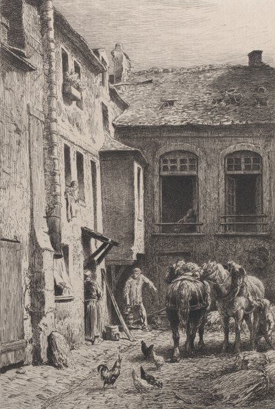 1865年的巴黎院子。 作者 查尔斯·埃米尔·雅克