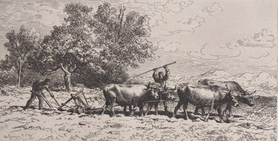 一支牛队，1868年。 作者 查尔斯·埃米尔·雅克