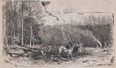二月，来自《乡村题材专辑》，1859年。 作者 查尔斯·埃米尔·雅克