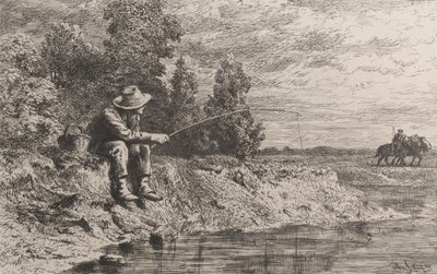 钓蟑螂，1865年。 作者 查尔斯·埃米尔·雅克