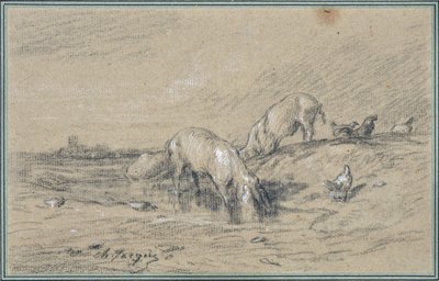 查尔斯·雅克（1813-1894）画的猪群 作者 查尔斯·埃米尔·雅克