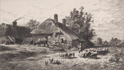Le Hameau, 1867. 作者 查尔斯·埃米尔·雅克