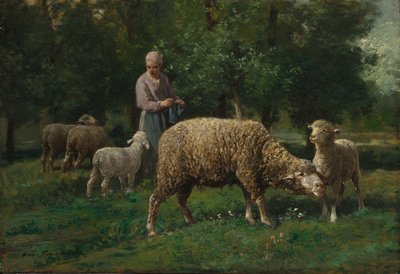 牧羊人与羊c。 1876年。 作者 查尔斯·埃米尔·雅克