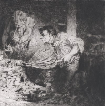 造假者》，1843年。 作者 查尔斯·埃米尔·雅克