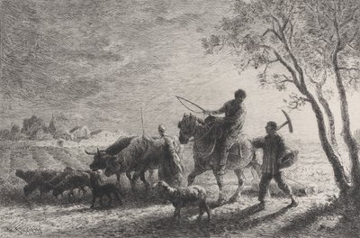 从田野返回，1865年。 作者 查尔斯·埃米尔·雅克