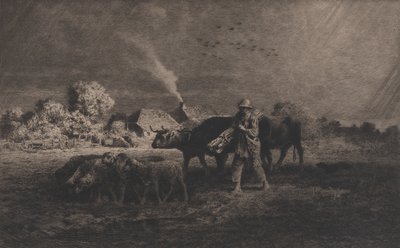 风暴，1865年。 作者 查尔斯·埃米尔·雅克