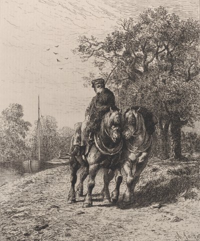 Towpath，1864年。 作者 查尔斯·埃米尔·雅克