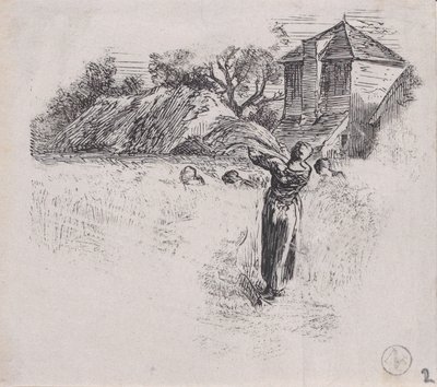扛着羊群的女人，约1853年。 作者 查尔斯·埃米尔·雅克
