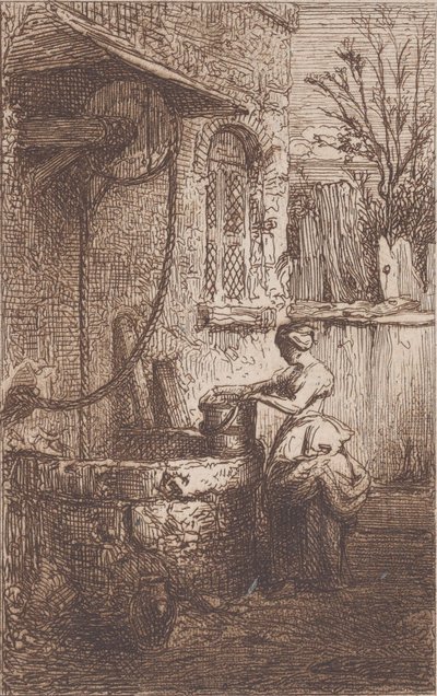 井边的女人，1842年。 作者 查尔斯·埃米尔·雅克