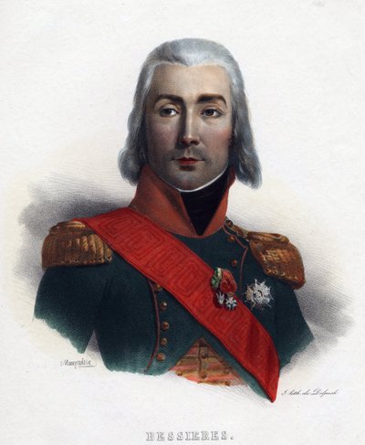 让·巴蒂斯特 (Jean-Baptiste) Bessieres (1768-1813) 的肖像，法国元帅 - Mauraisse, Charles Emile (1799-1852) - 1835 - 石版画，水彩 - 32x24 - 私人收藏 作者 查尔斯·埃米尔·莫拉伊塞