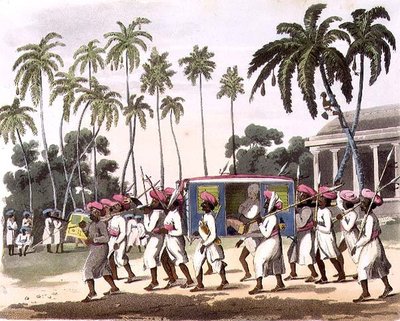 Palankeens，板块42来自《东方绘画》，由John Wells（fl.1792-1809）雕刻，出版。1806年（水印）。 作者 查尔斯·埃米利厄斯（后）金