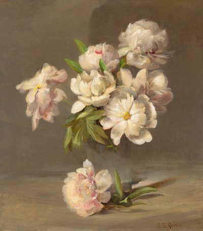 花瓶中的牡丹，约 1885 年（布面油画） 作者 查尔斯·伊森·波特