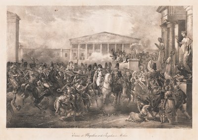 拿破仑和约瑟芬进入米兰， 19 世纪初（石版画） 作者 Charles Etienne Pierre Motte