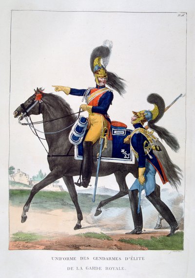 法国皇家卫队精锐宪兵制服，1823年。 作者 查尔斯·艾蒂安·皮埃尔·莫特