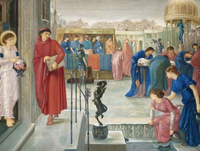 拉斐尔前派绘画：圣狄奥菲勒斯和天使。 圣多萝西 (Sainte Dorothee, Dorothee de Cesaree) 的殉难传说 par Murray, Charles Fairfax (1849-1919) 作者 Charles Fairfax Murray