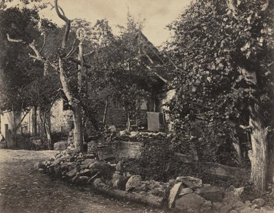 有石楼和十字架的乡村风景 作者 查尔斯·福图纳特·保罗·卡西米尔·佩里埃