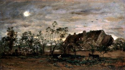 1860年代在翁弗勒尔的夜晚。 作者 查尔斯·弗朗索瓦·杜比尼