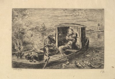 吞噬一餐，1861年。 作者 查尔斯·弗朗索瓦·杜比尼