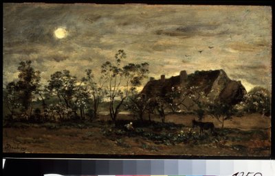 "傍晚的翁弗勒尔》（Le soir tombant sur Honfleur en Normandie），夏尔-弗朗索瓦-道比尼（1817-1878 年）绘画，1870 年，莫斯科普希金博物馆 作者 查尔斯·弗朗索瓦·杜比尼