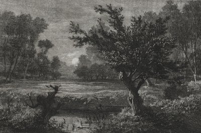 1845年，安迪莉山谷（Andilly Valley）的月出（Moonrise）。 作者 查尔斯·弗朗索瓦·杜比尼