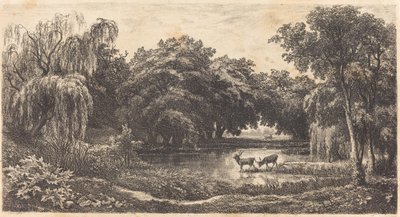 带鹿的游泳池（La Mare aux cerfs）。 作者 查尔斯·弗朗索瓦·杜比尼