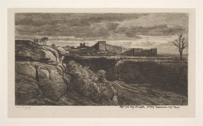 克雷米埃舍城堡的废墟，1850年。 作者 查尔斯·弗朗索瓦·杜比尼