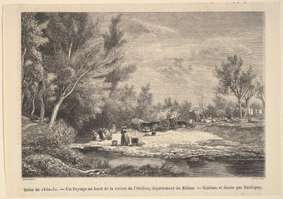 沙龙号1850-51。沿Oullins河沿岸景观，1850-151年。 作者 查尔斯·弗朗索瓦·杜比尼