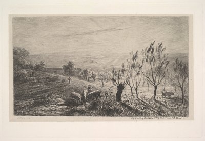日出，1850年。 作者 查尔斯·弗朗索瓦·杜比尼