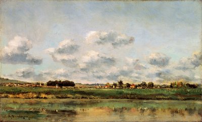 瓦兹河畔的银行，1859年。 作者 查尔斯·弗朗索瓦·杜比尼