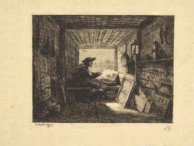 小船工作室，来自《航海之旅》系列，1862年，1861年。 作者 查尔斯·弗朗索瓦·杜比尼