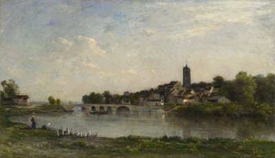 波斯山和瓦兹河畔博蒙特之间的桥梁，1867年 作者 查尔斯·弗朗索瓦·杜比尼