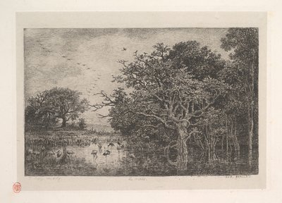 沼泽，1851年。 作者 查尔斯·弗朗索瓦·杜比尼
