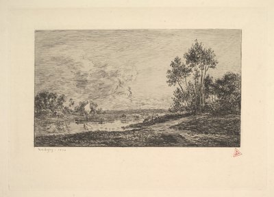 莫林港塞纳河，1870年。 作者 查尔斯·弗朗索瓦·杜比尼