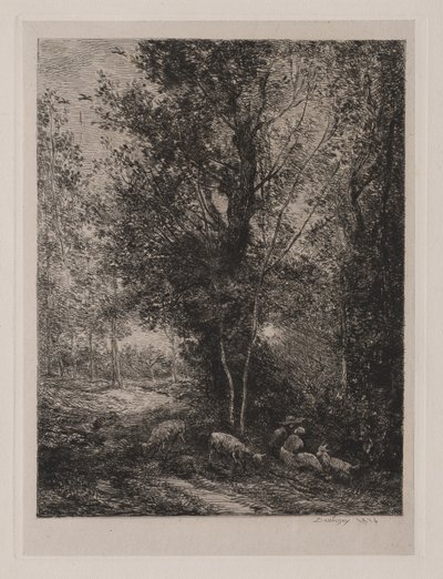 牧羊人和牧羊女，1874年。 作者 查尔斯·弗朗索瓦·杜比尼