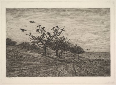 树满乌鸦，1867年。 作者 查尔斯·弗朗索瓦·杜比尼