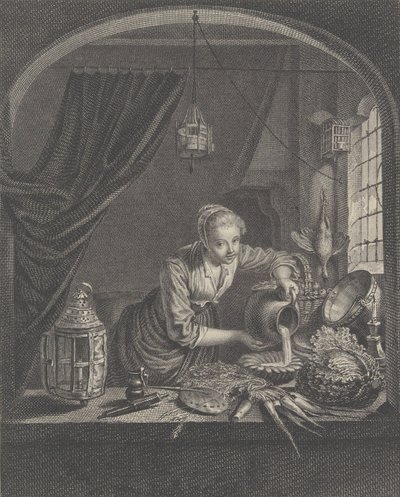挤奶女工，仿照G.Dou在Poullain先生办公室的画作，17世纪中期。 作者 查尔斯·弗朗索瓦·阿德里安·麦克雷特