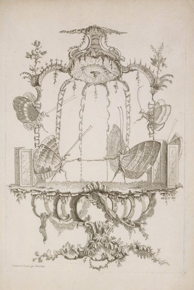 决斗 Le Duel，出自Saint Aubin的Essai de Papilloneries Humaines，约1756-60。 作者 查尔斯·日尔曼·德·圣奥宾