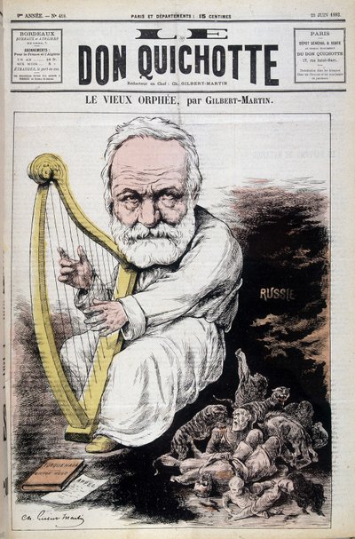 The Old Orpheus: cartoon about Victor Hugo and Russia - by Gilbert-Martin (Gilbert Martin), in “” Don Quixote of 23/06/1882 作者 查尔斯·吉尔伯特·马丁