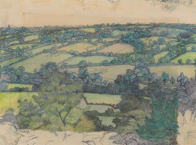 Applehayes，c.1912（纸上铅笔、蜡笔、钢笔和蓝色墨水） 作者 查尔斯·金纳