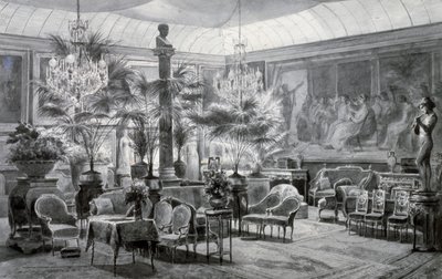 马蒂尔德公主的冬季花园，水粉和水墨画，由查尔斯-吉罗（1819-1892）绘制。 作者 查尔斯·吉罗