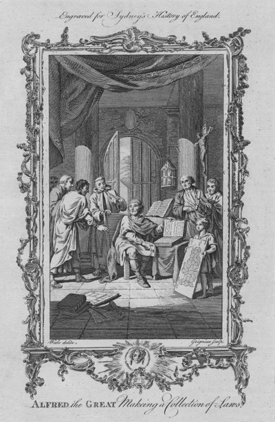 阿尔弗雷德大帝（Alfred the Great）收集法律，1773年。 作者 查尔斯·格里尼翁