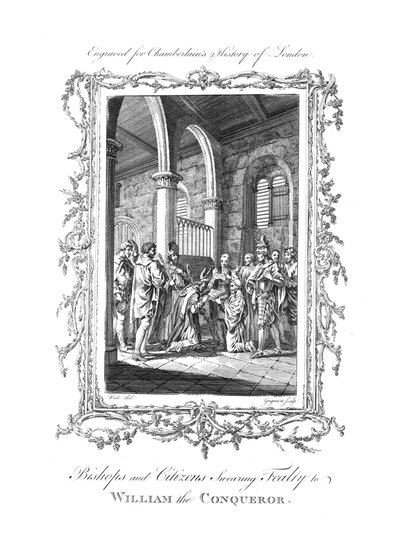 主教和公民向征服者威廉宣誓效忠，c1770年。 作者 查尔斯·格里尼翁