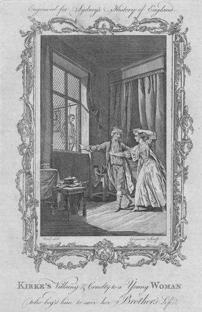 柯克斯对小伙子残酷而残忍地乞求他拯救他的兄弟，1773年。 作者 查尔斯·格里尼翁