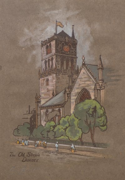 The Old Steeple, Dundee (hand-coloured print) 作者 查尔斯·古斯塔夫·路易斯·菲利普斯