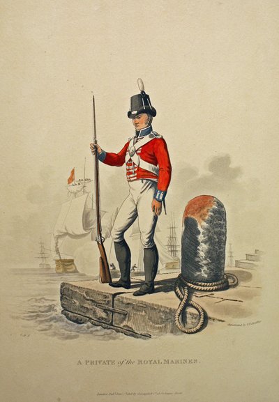 皇家海军陆战队的私人，由Joseph Constantine Stadler雕刻，1815年出版（aquatint） 作者 查尔斯·汉密尔顿·史密斯